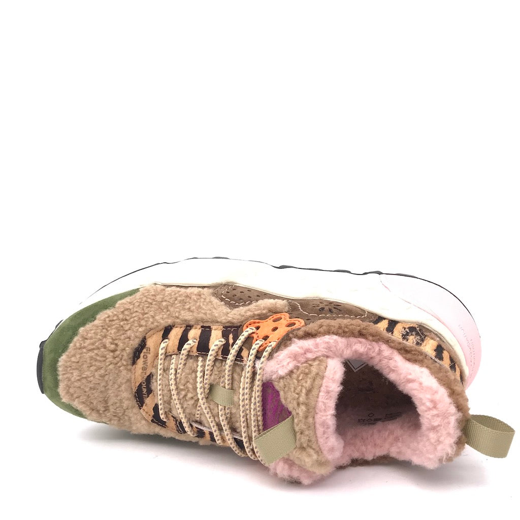 Sneakers Kotetsu suede/teddy kaki-beige multi