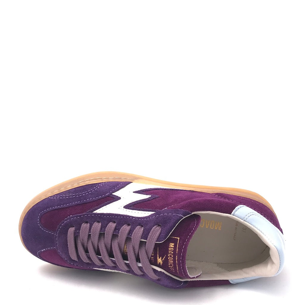 Sneakers retrò in crosta viola