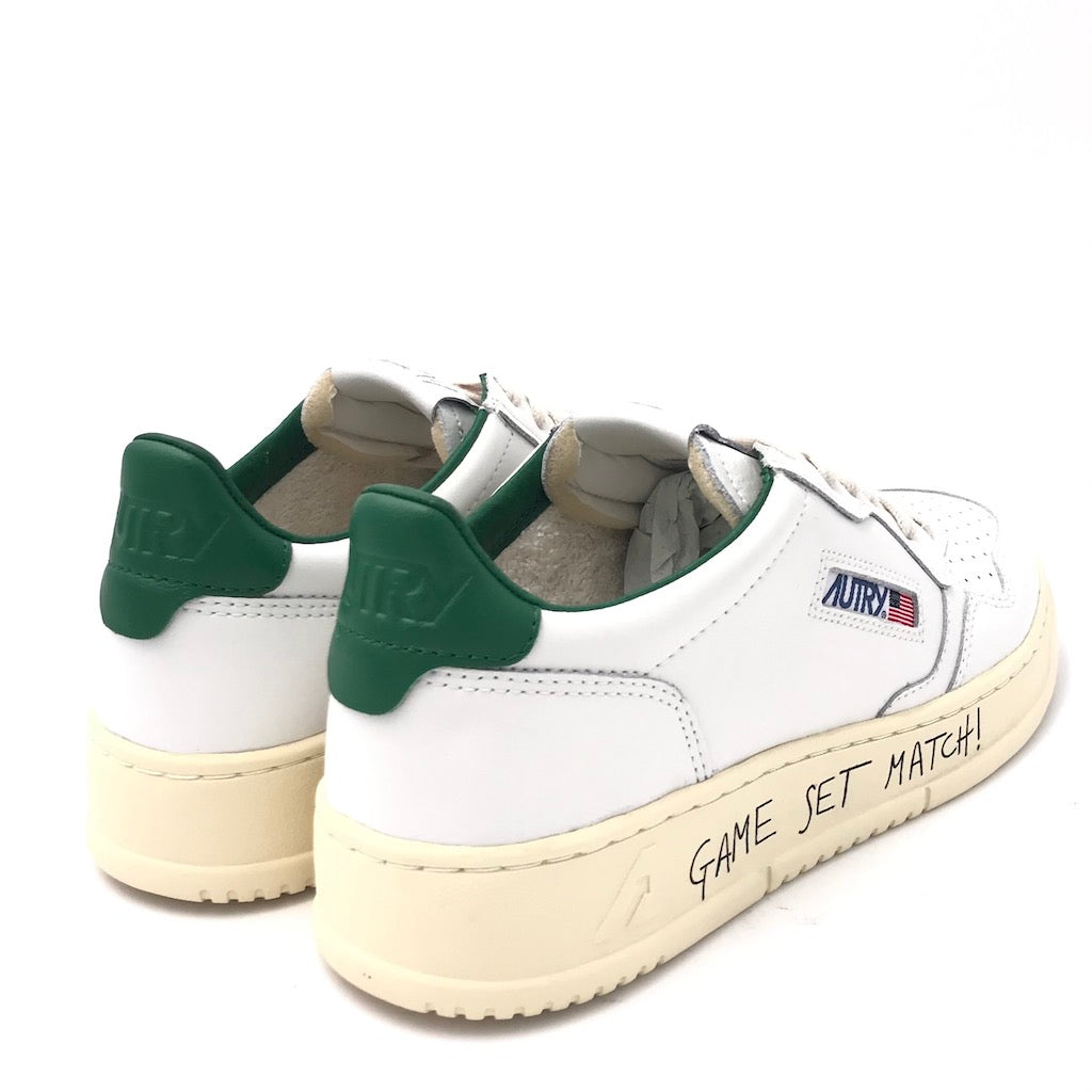 Sneakers Medalist low in pelle bianca e verde con lettering