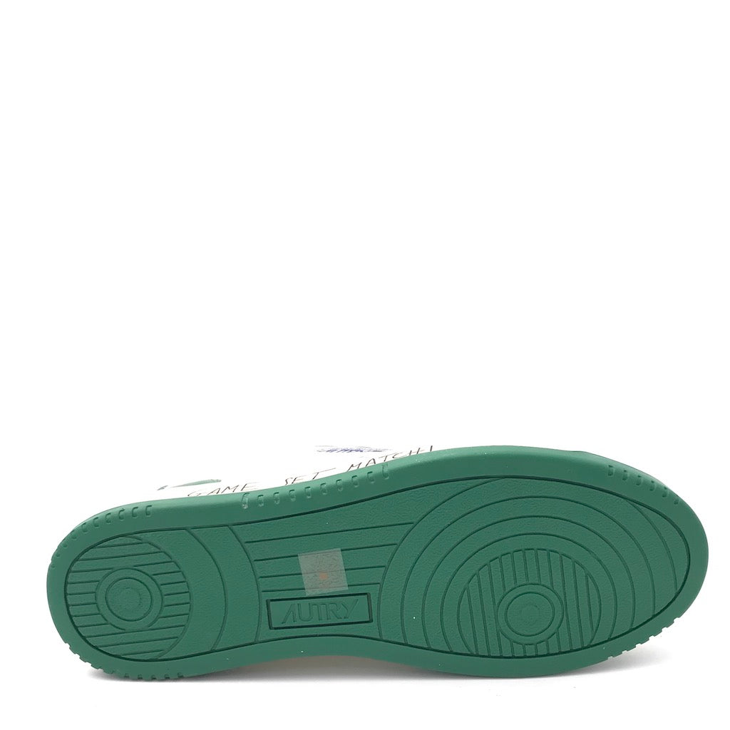 Sneakers Medalist low in pelle verde e bianca con lettering