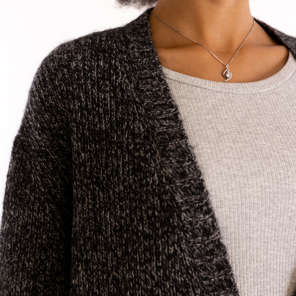 Cardigan Erbaceo mouline grigio-nero