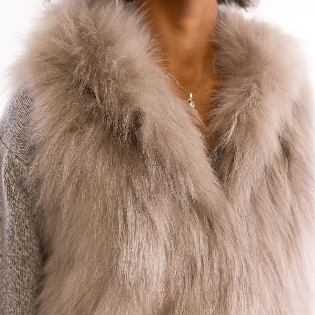 Gilet in raccon grigio-tortora