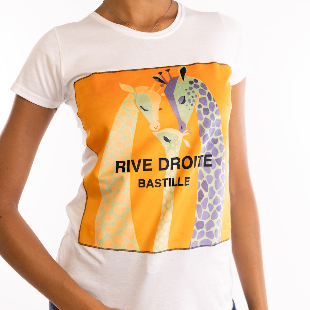 T-shirt Giraffes girocollo bianca