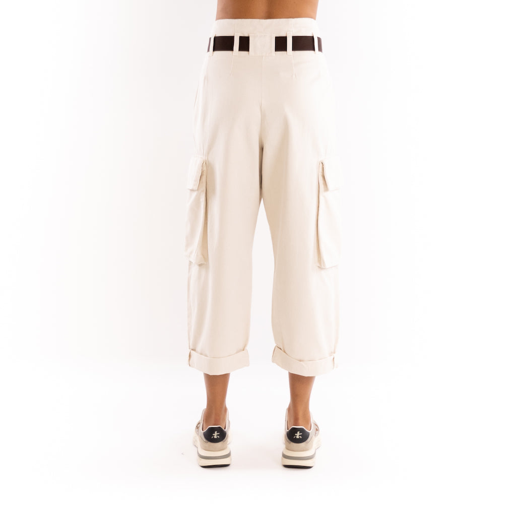 Pantaloni cargo Ronfare oversize latte