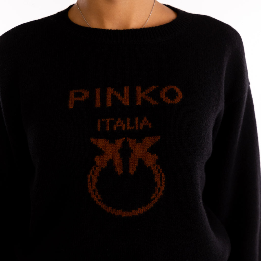 Pullover Burgos PINKO Love Birds nero