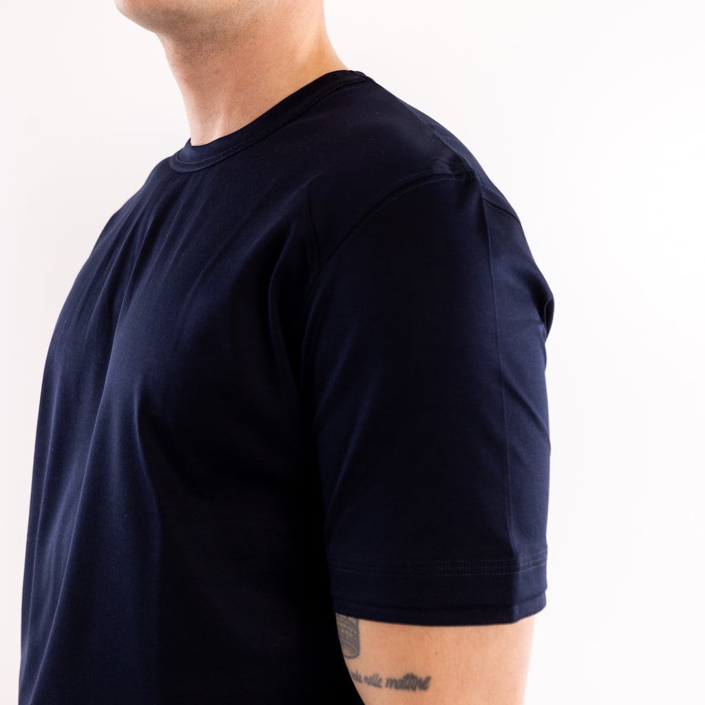 T-shirt in jersey di cotone blu