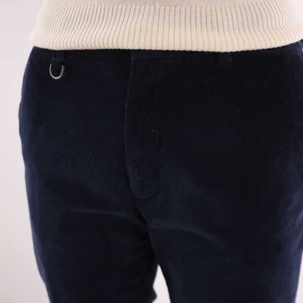 Pantalone velluto millerighe blu