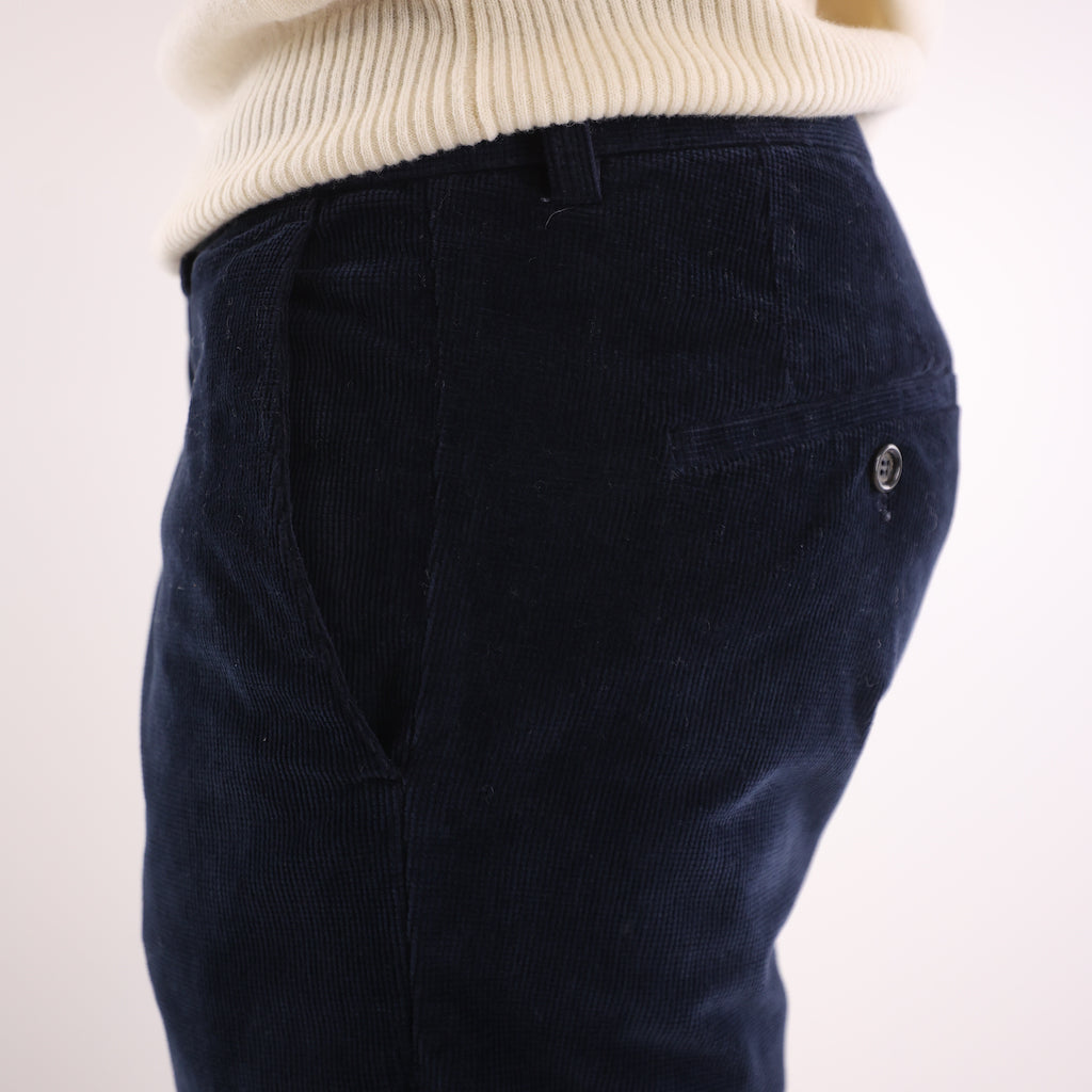 Pantalone velluto millerighe blu