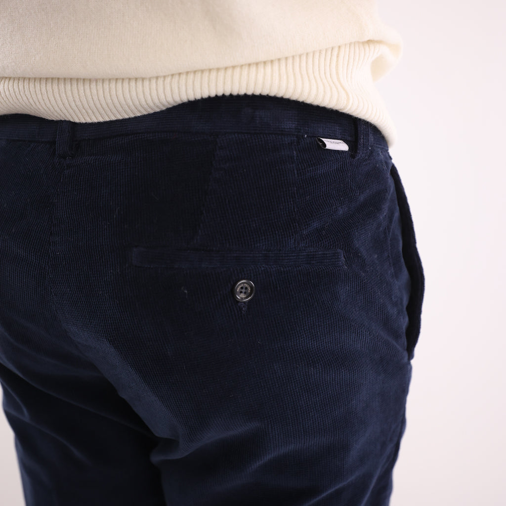 Pantalone velluto millerighe blu