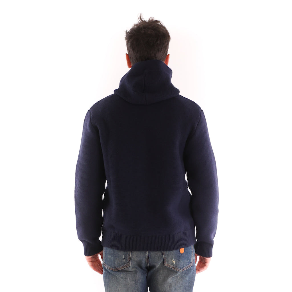 Giubbotto maglia cappuccio blu