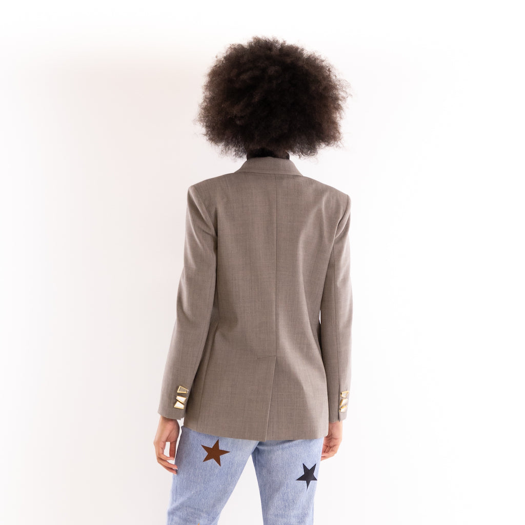 Blazer Elice fresco lana beige con bottoni geometrici