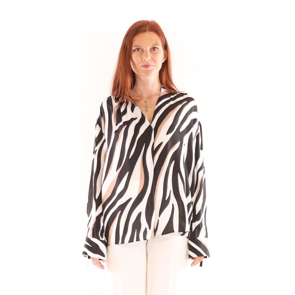 Camicia Bettina blusa satin stampa zebra