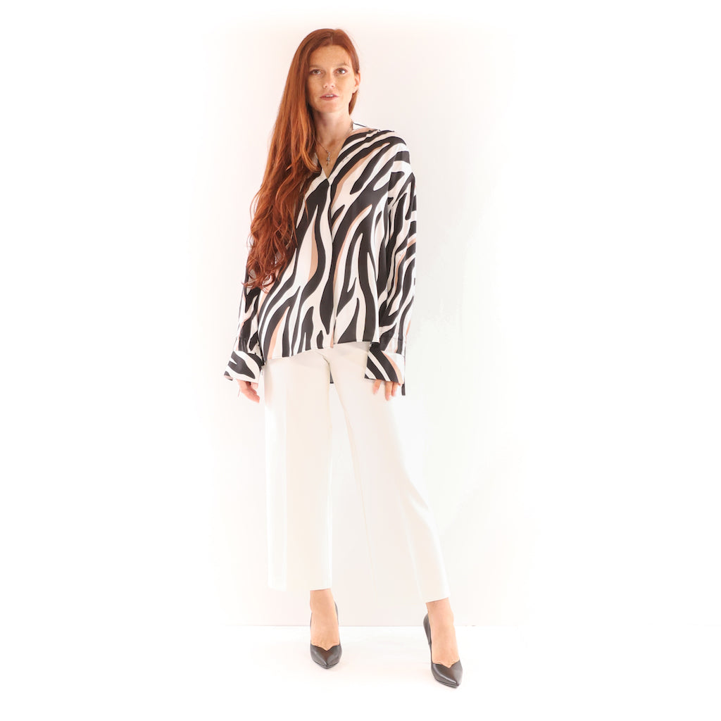Camicia Bettina blusa satin stampa zebra