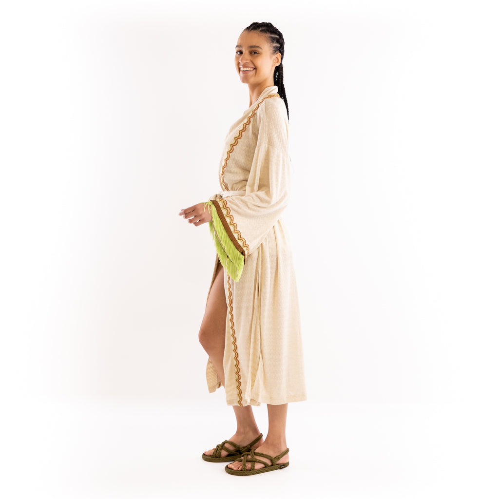Kimono lungo in maglia oro/verde