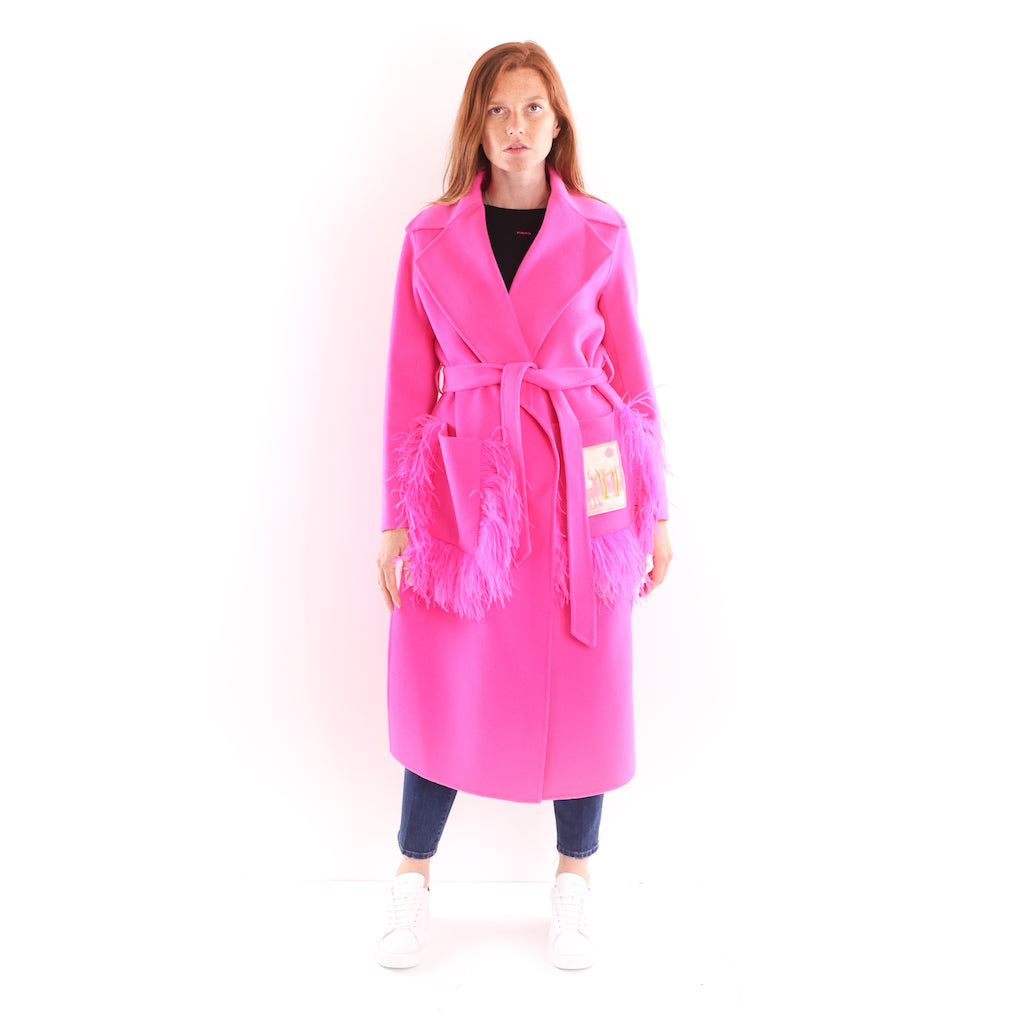 Cappotto piume neon pink