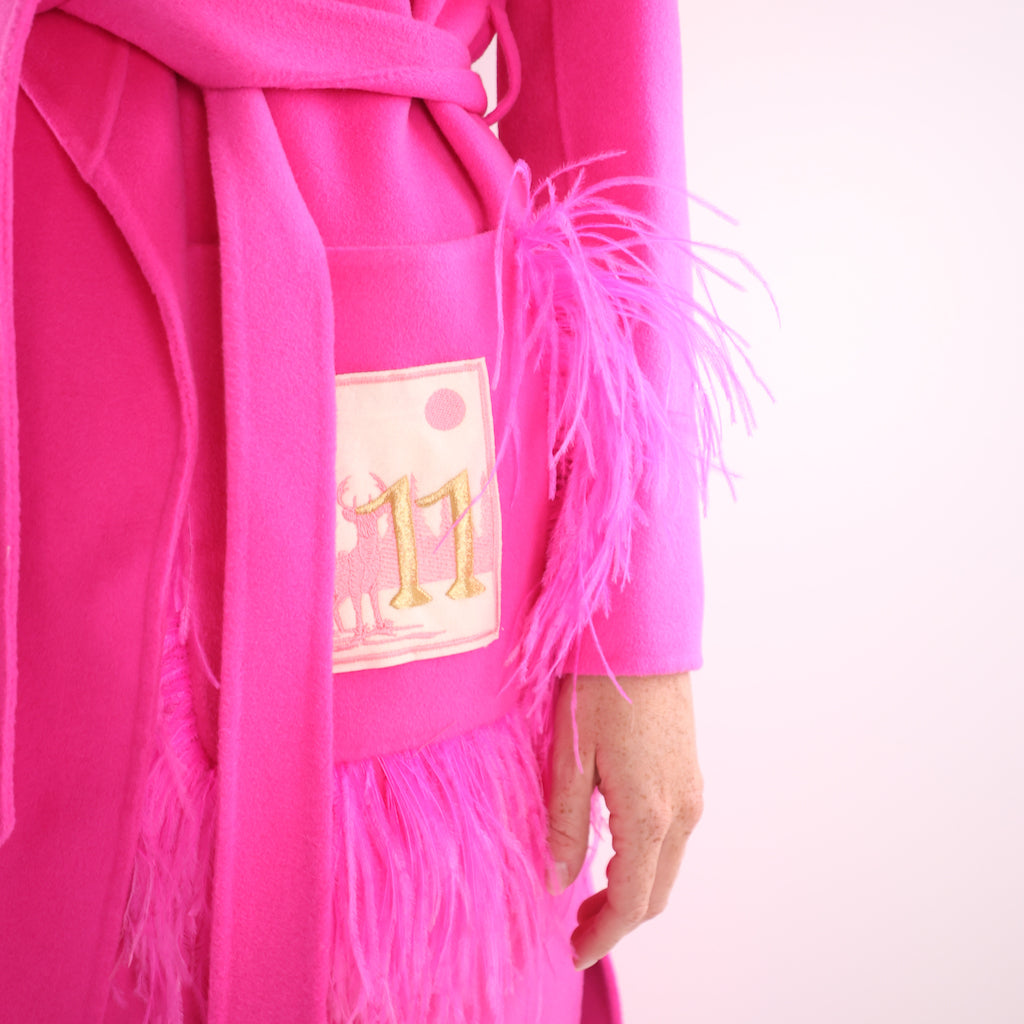 Cappotto piume neon pink