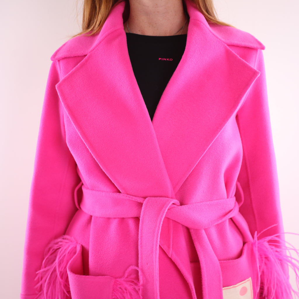 Cappotto piume neon pink