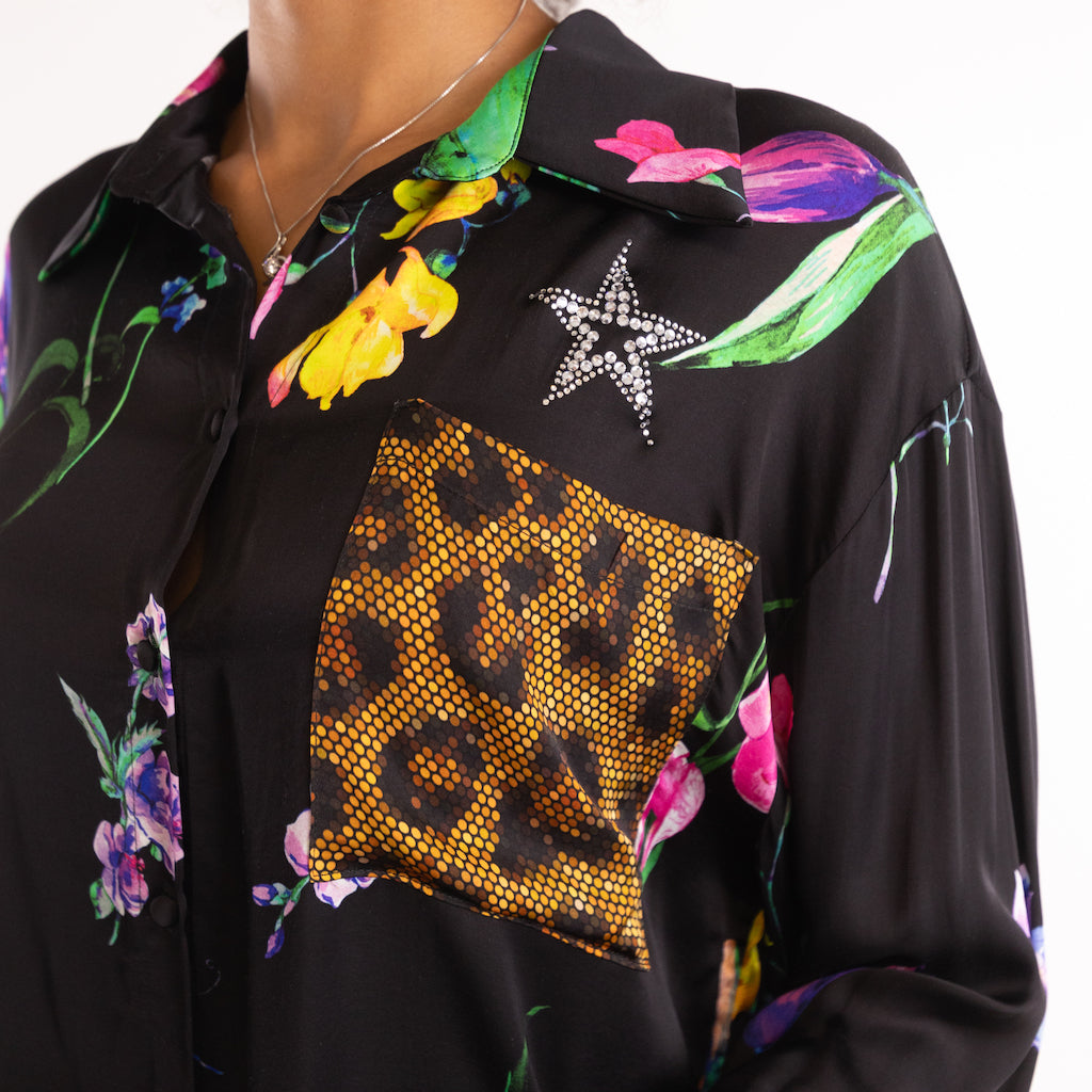 Camicia flowersita nera