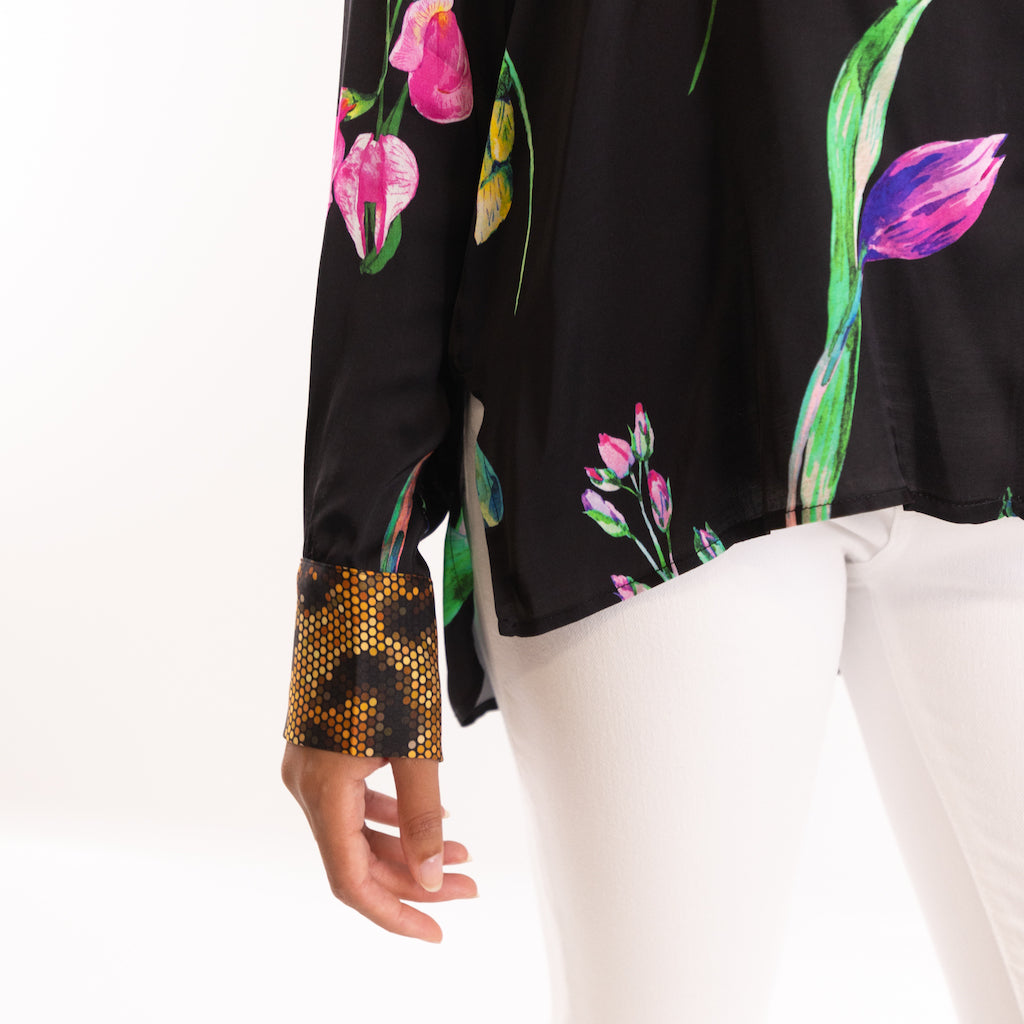 Camicia flowersita nera