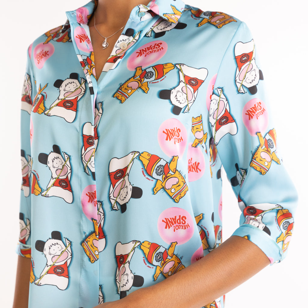 Camicia Spoon Hello spank pilates azzurra