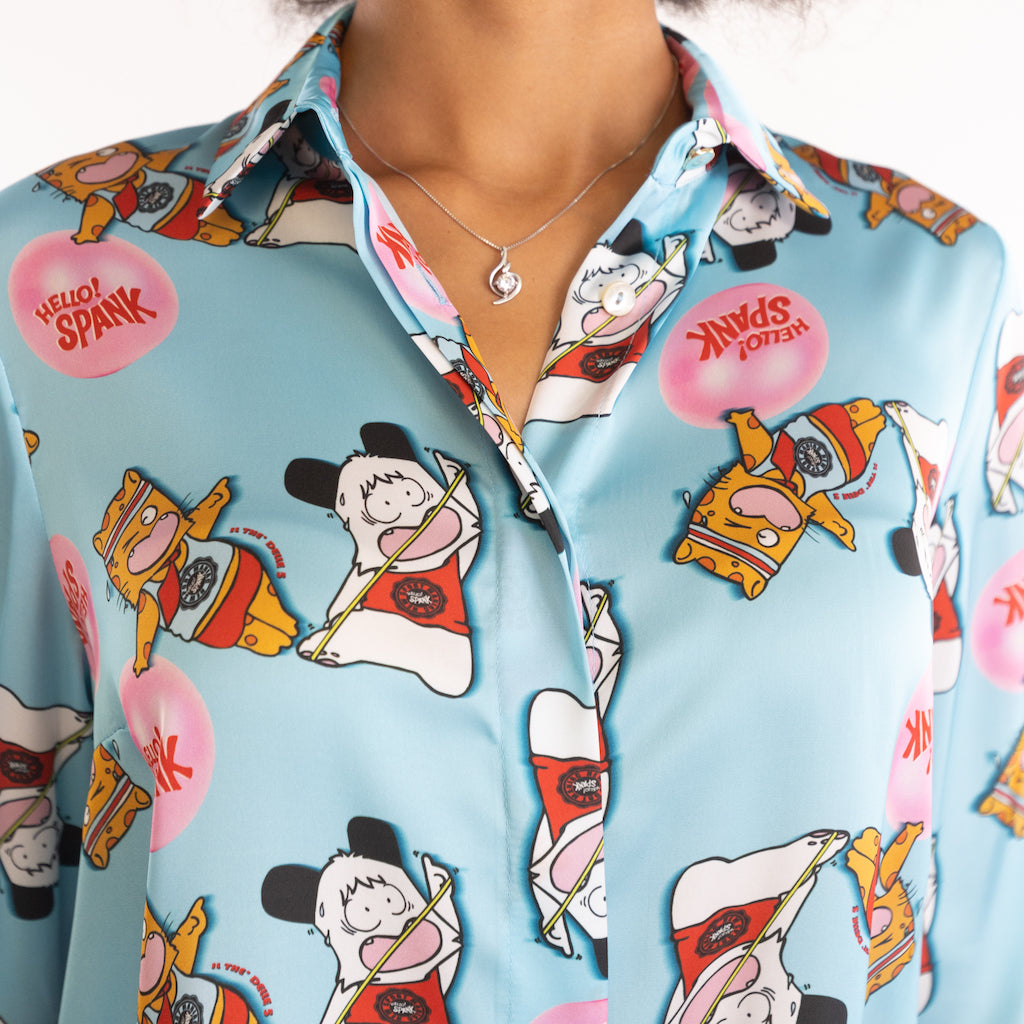 Camicia Spoon Hello spank pilates azzurra