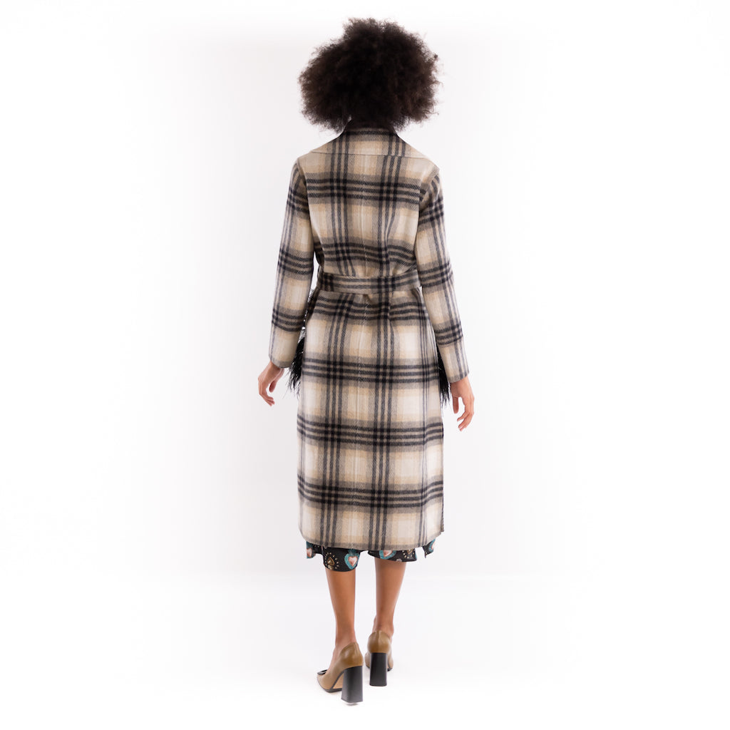 Cappotto piume check nero