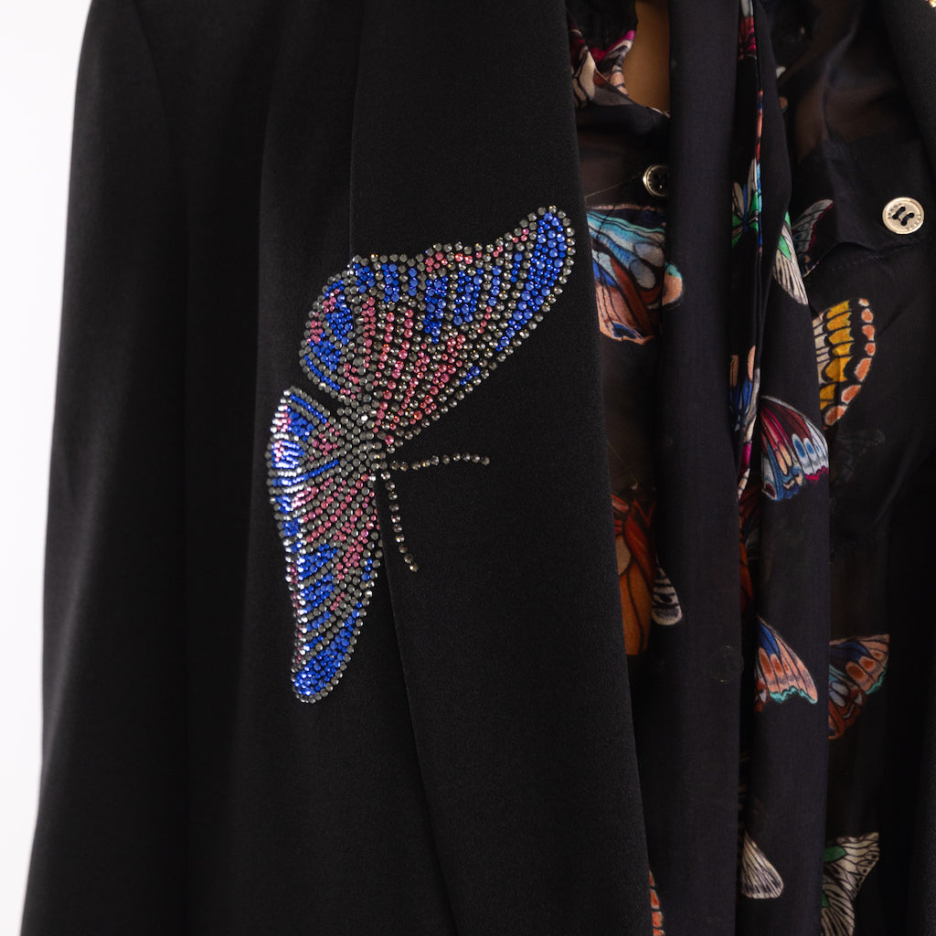 Giacca butterfly strass elegante nera