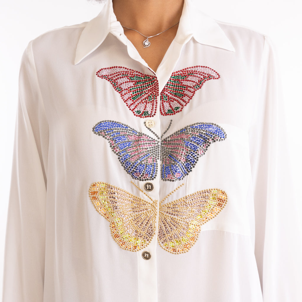 Camicia butterfly bianca