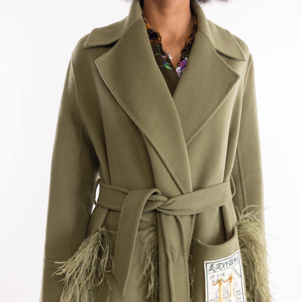 Cappotto piume oliva