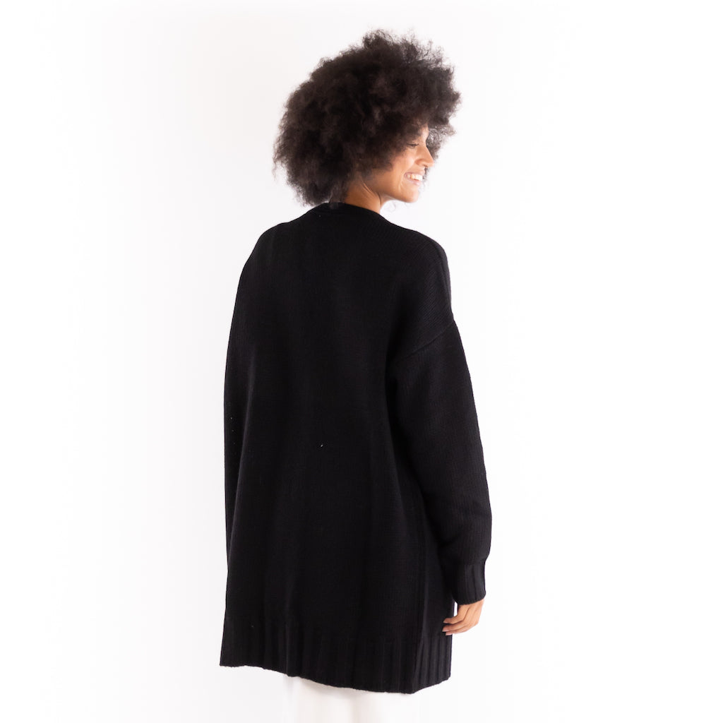 Cardigan in maglia rasata nero