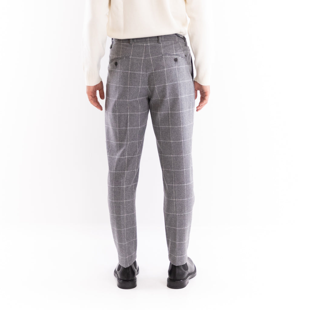 Pantalone elegante quadri grigio