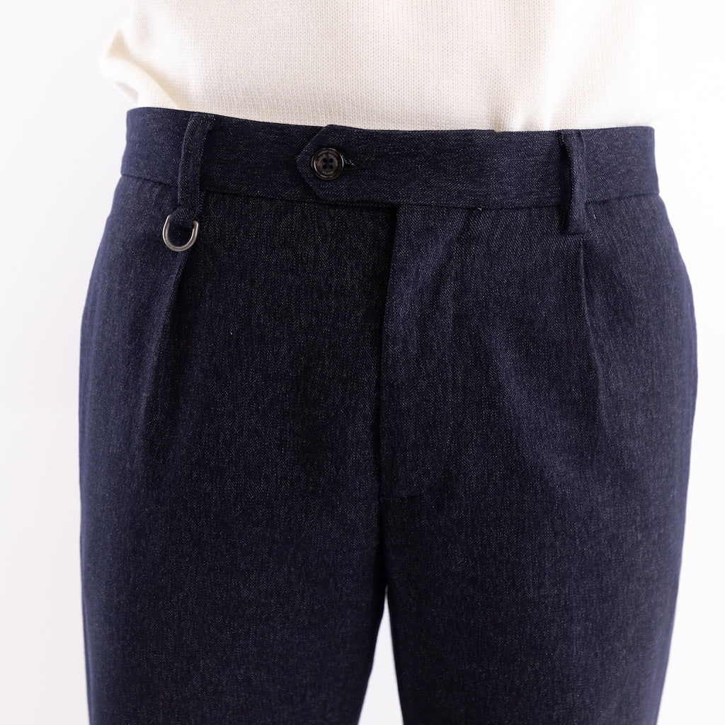 Pantalone in tessuto blu effetto jeans