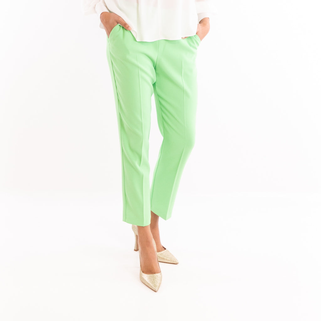 Pantalone Parano slim crepe stretch verde acceso