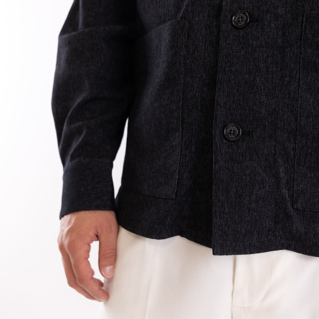 Field jacket in tessuto nero effetto jeans