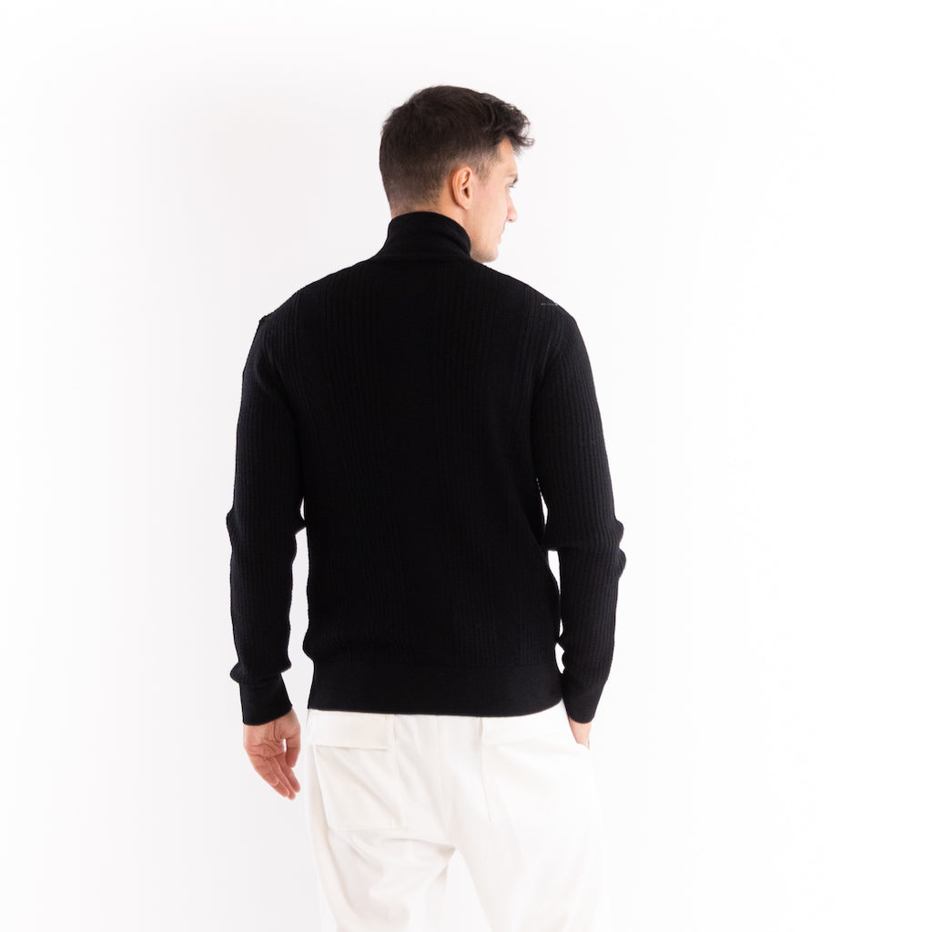 Maglione cardigan full zip nero