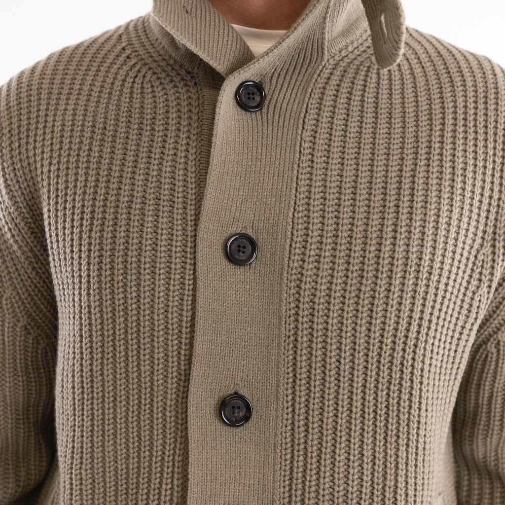 Maglione cardigan tortora