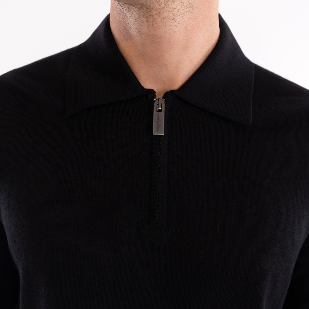 Maglia Polo zip nera