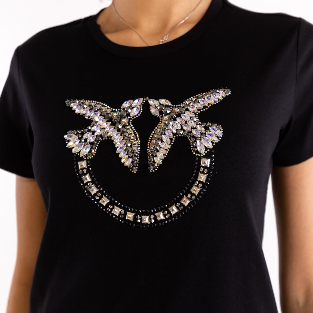 T-shirt Quentin logo Love Birds nera