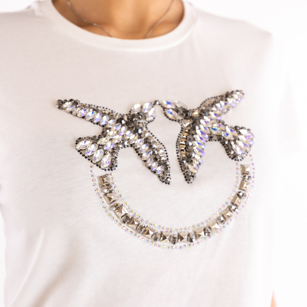 T-shirt Quentin logo Love Birds bianca