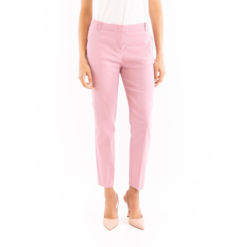 Pantalone Bello in lino stretch rosa