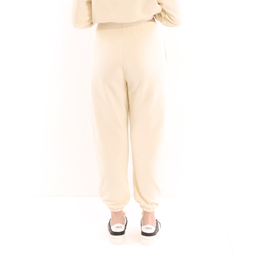 Pantalone in felpa color bianco burro