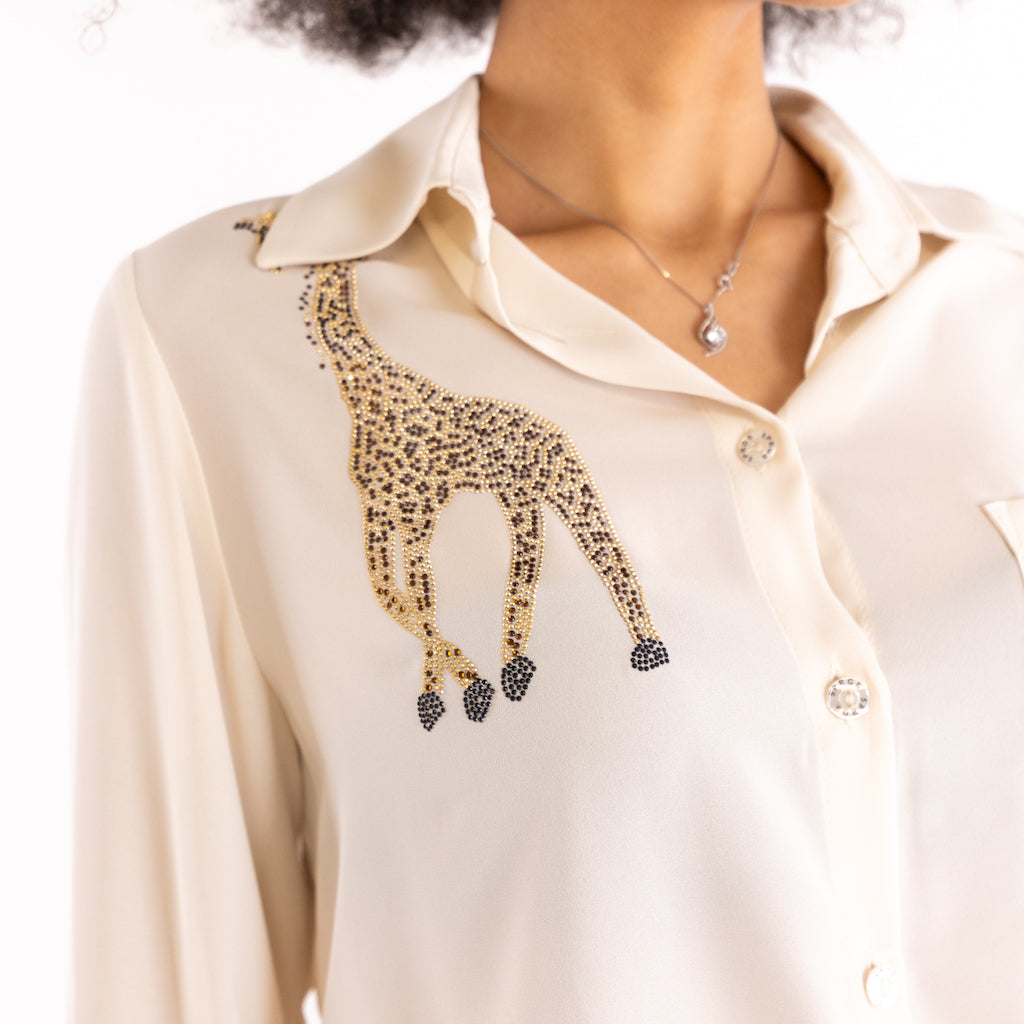 Camicia beige shirt giraffa