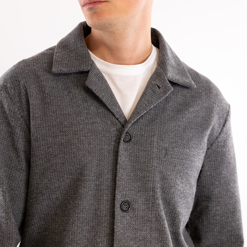 Field jacket in tessuto spina pesce grigio