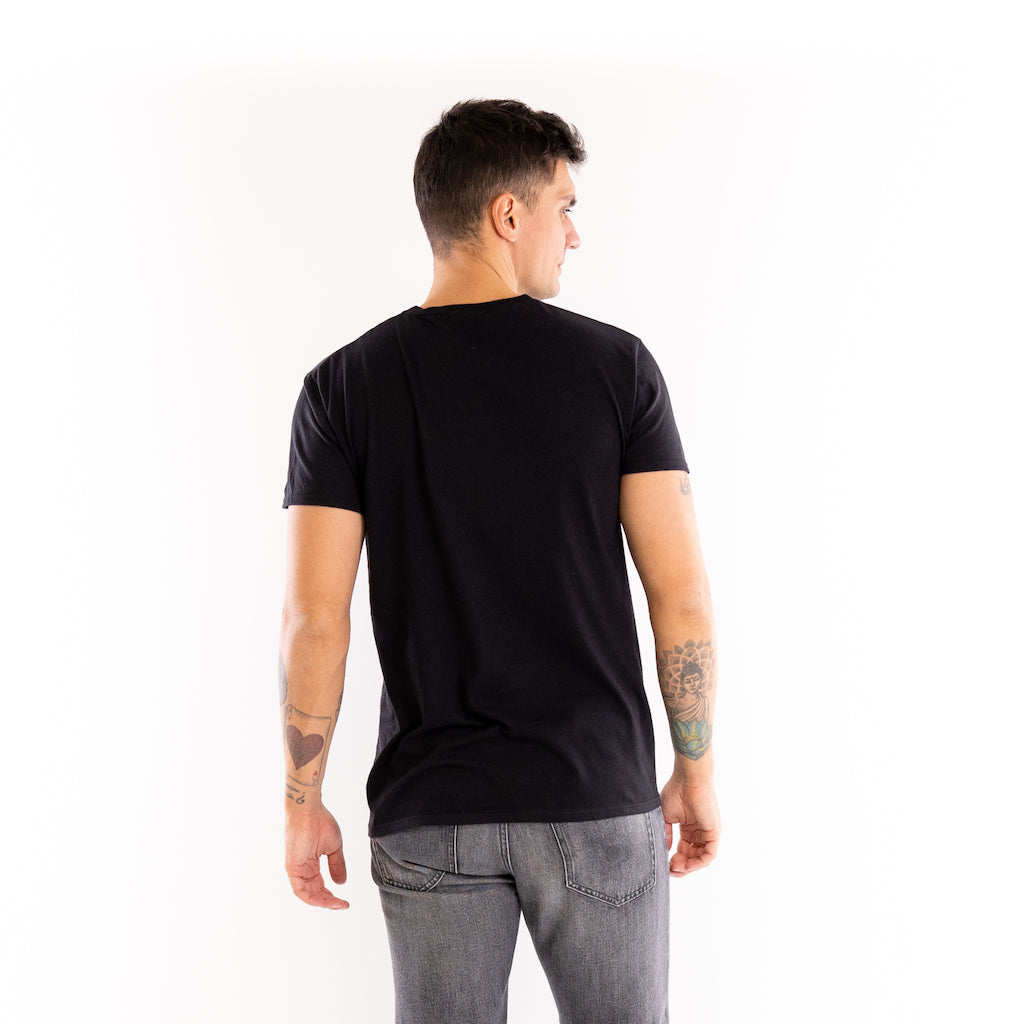 T-shirt Streif girocollo nera