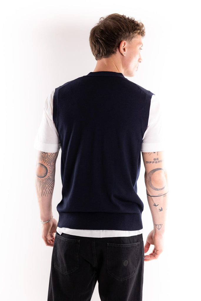 Maglia Gilet in filo blu A013 BLU PAOLO PECORA 