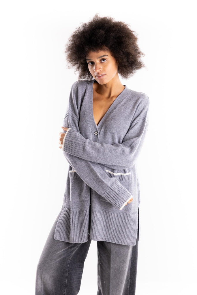 Maglia cardigan lungo Tasmania grigio 105451 A2Q9GRIGIO PINKO 