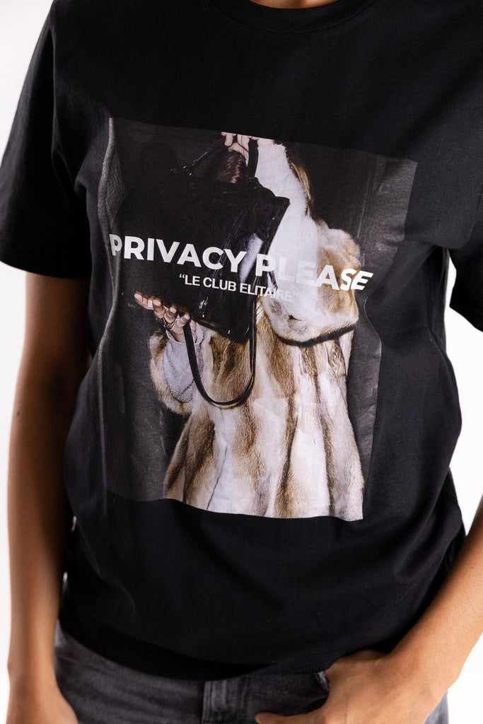 T-shirt in cotone con stampa privacy TSBAS 943NERO ELITE' 
