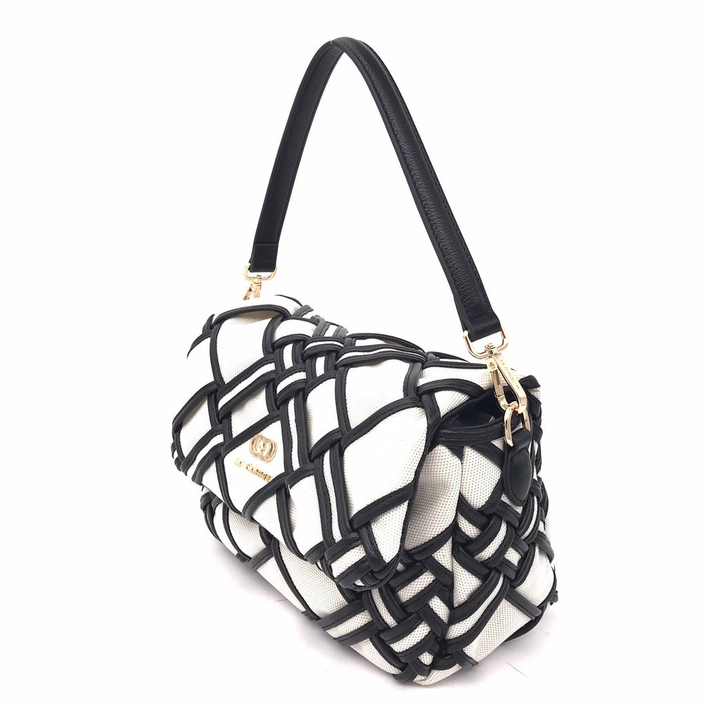 Borsa a spalla roads shoulder canvas nero-avorio 151M-BZ-202 NERO LA CARRIE 