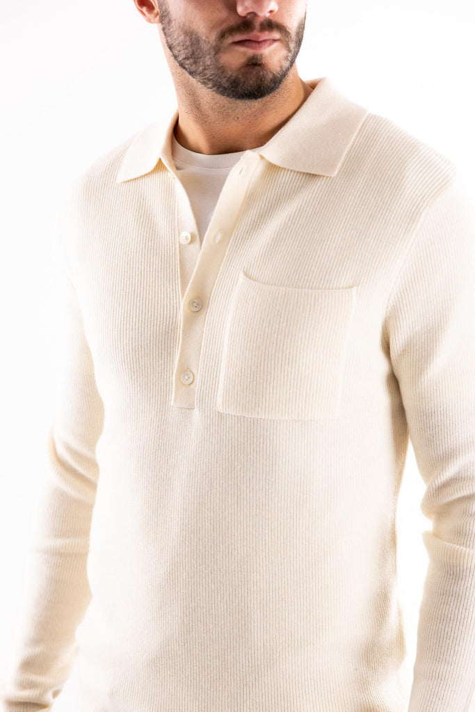 Maglia polo in misto lana bianca W5M020 BIANCA OUTFIT 