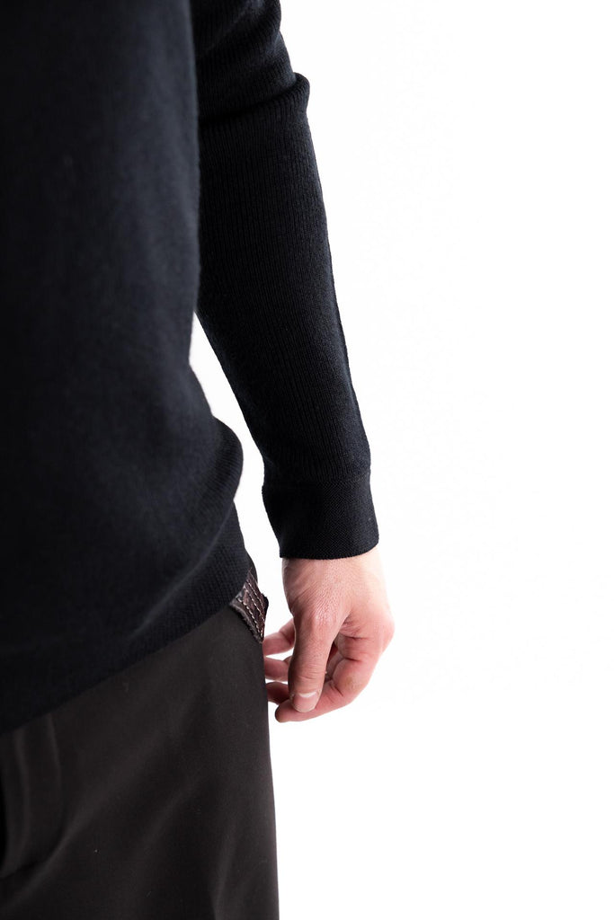 Maglia polo in misto lana nera W5M020 NERO OUTFIT 